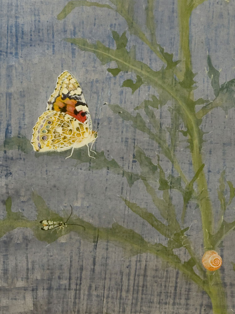 Creeping Thistle - Painted Lady by Lil Tudor-Craig. Environmental Artist in Lampeter Wales