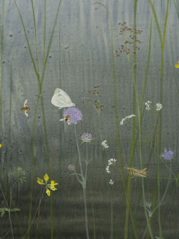 The Edge of the Marsh, detail: Green-veined White by Lil Tudor-Craig. Environmental Artist in Lampeter Wales