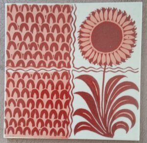William De Morgan repro by Kenneth Clark deep red Flower/Geometric 1